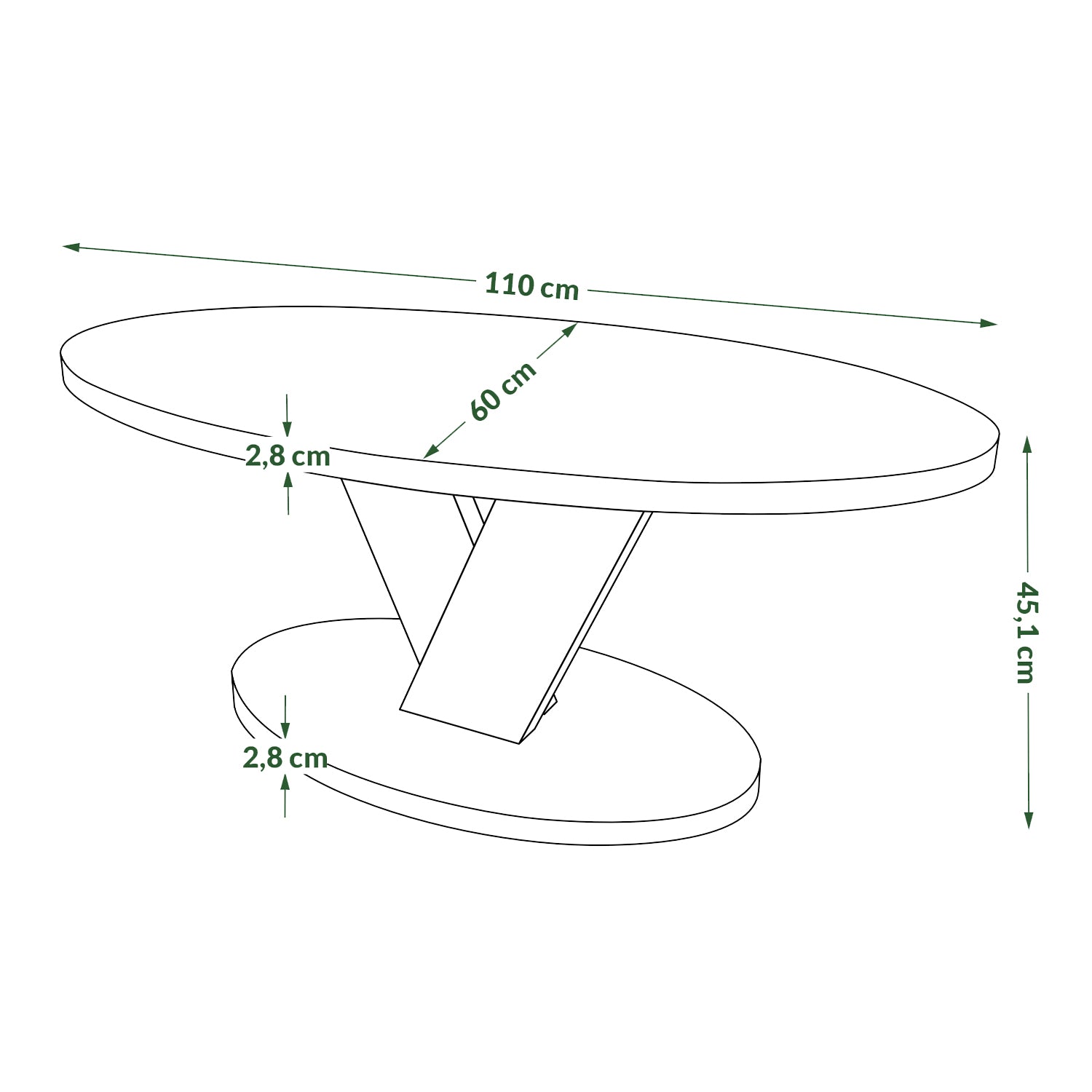 Lova Modern Coffee Table Oval Design - White / Black