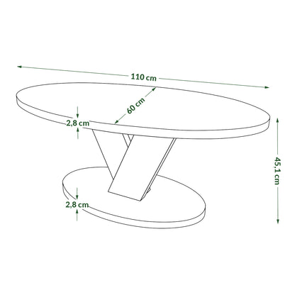 Lova Modern Coffee Table Oval Design - White / Black