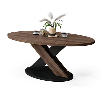 Loxa Modern Oval Coffee Table - Brown Oak / Black