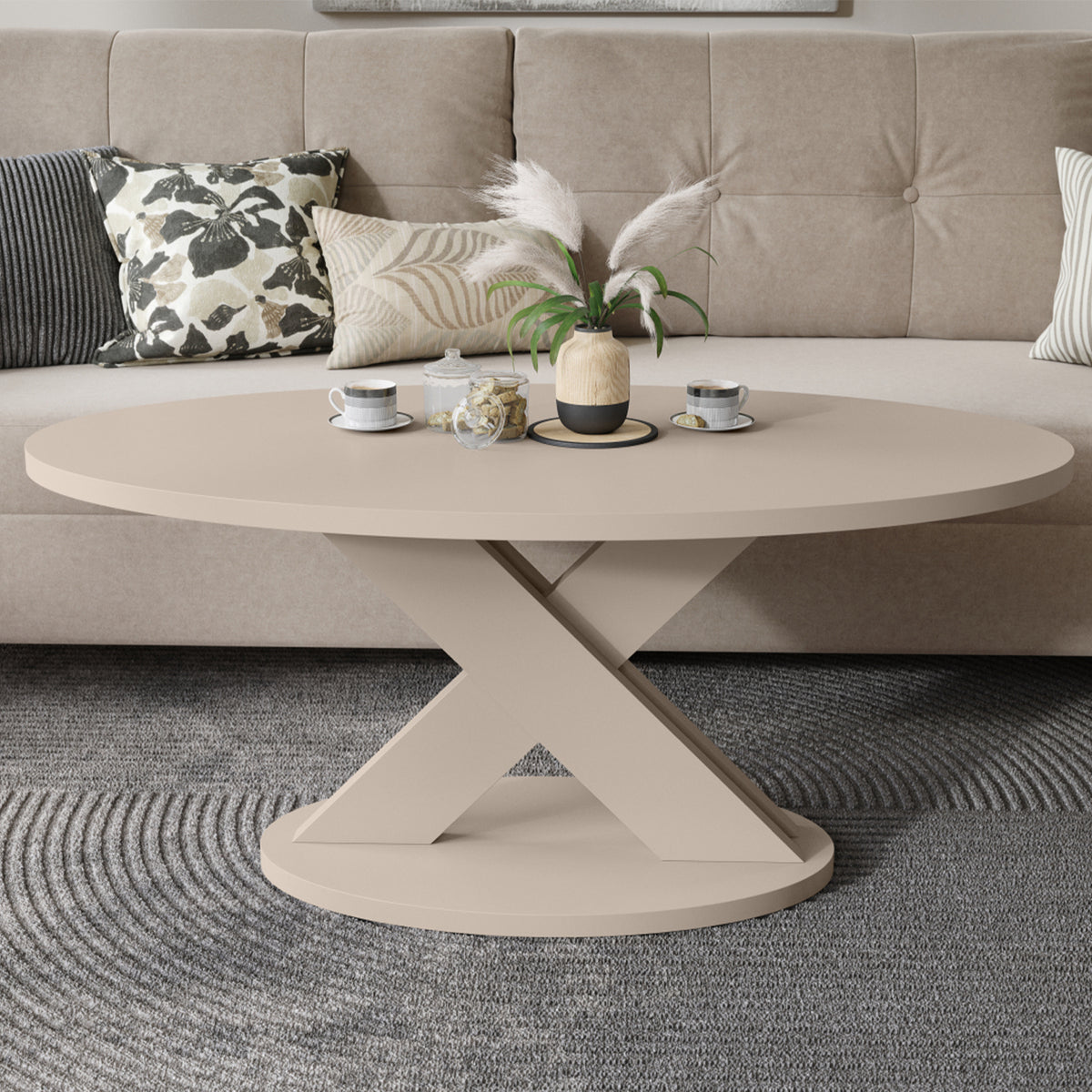 Loxa Modern Oval Coffee Table - Cashmere