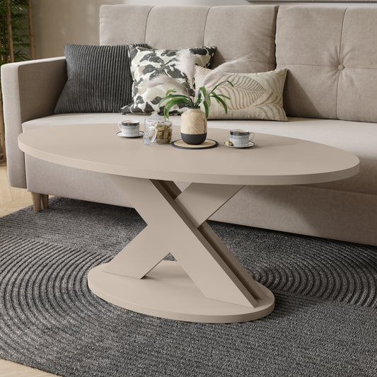 Loxa Modern Oval Coffee Table - Cashmere