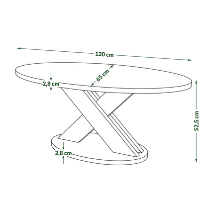 Loxa Modern Oval Coffee Table - Cashmere