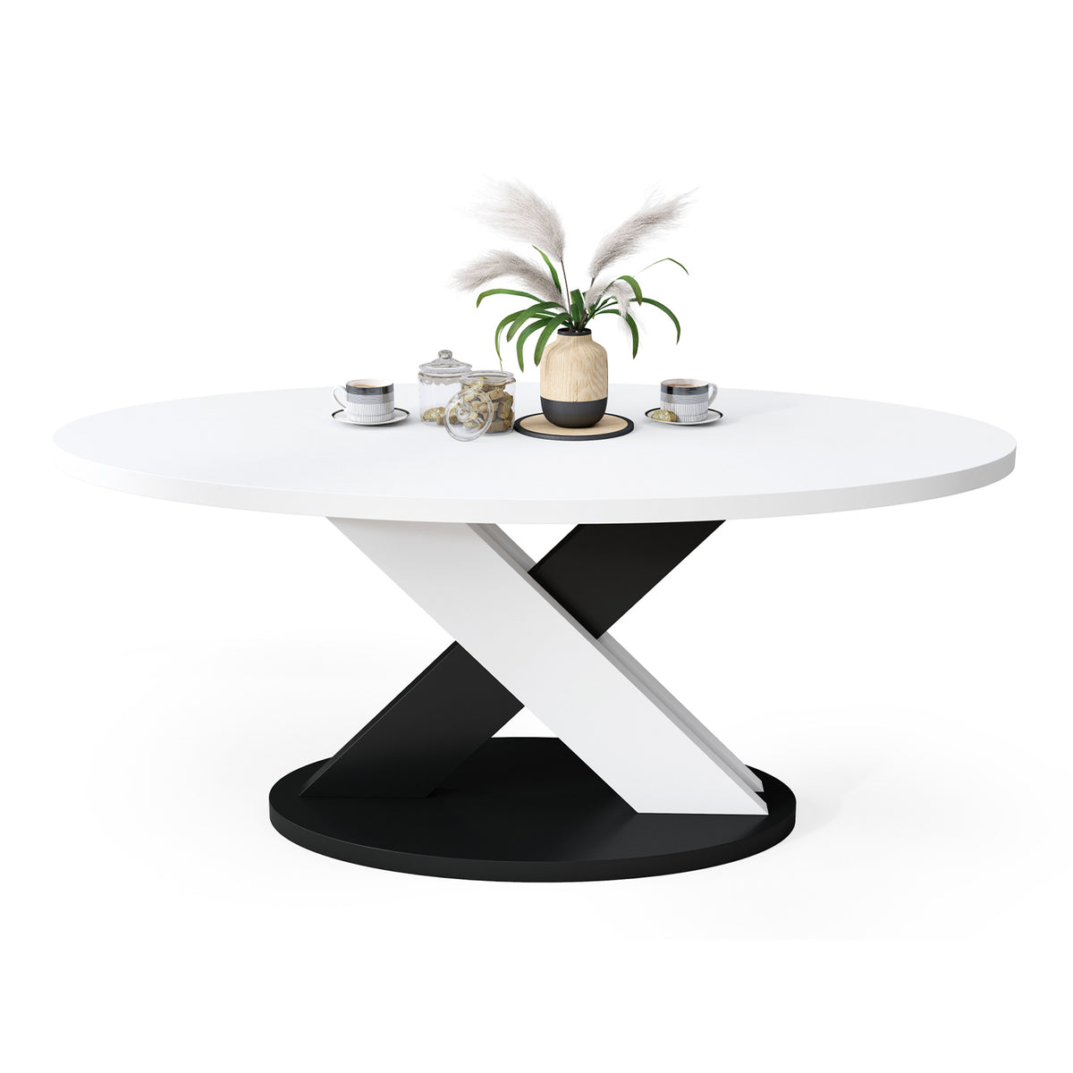 Loxa Modern Oval Coffee Table - White / Black