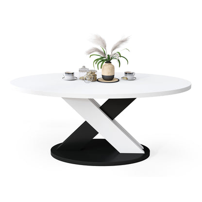 Loxa Modern Oval Coffee Table - White / Black