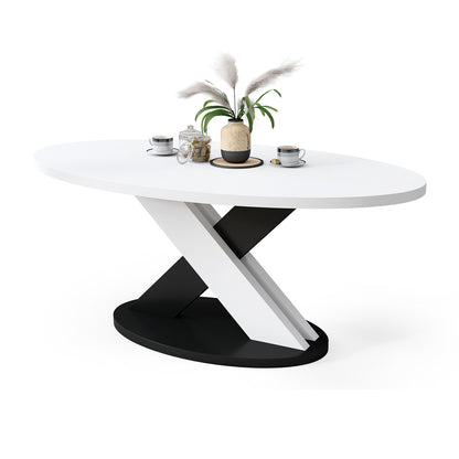 Loxa Modern Oval Coffee Table - White / Black