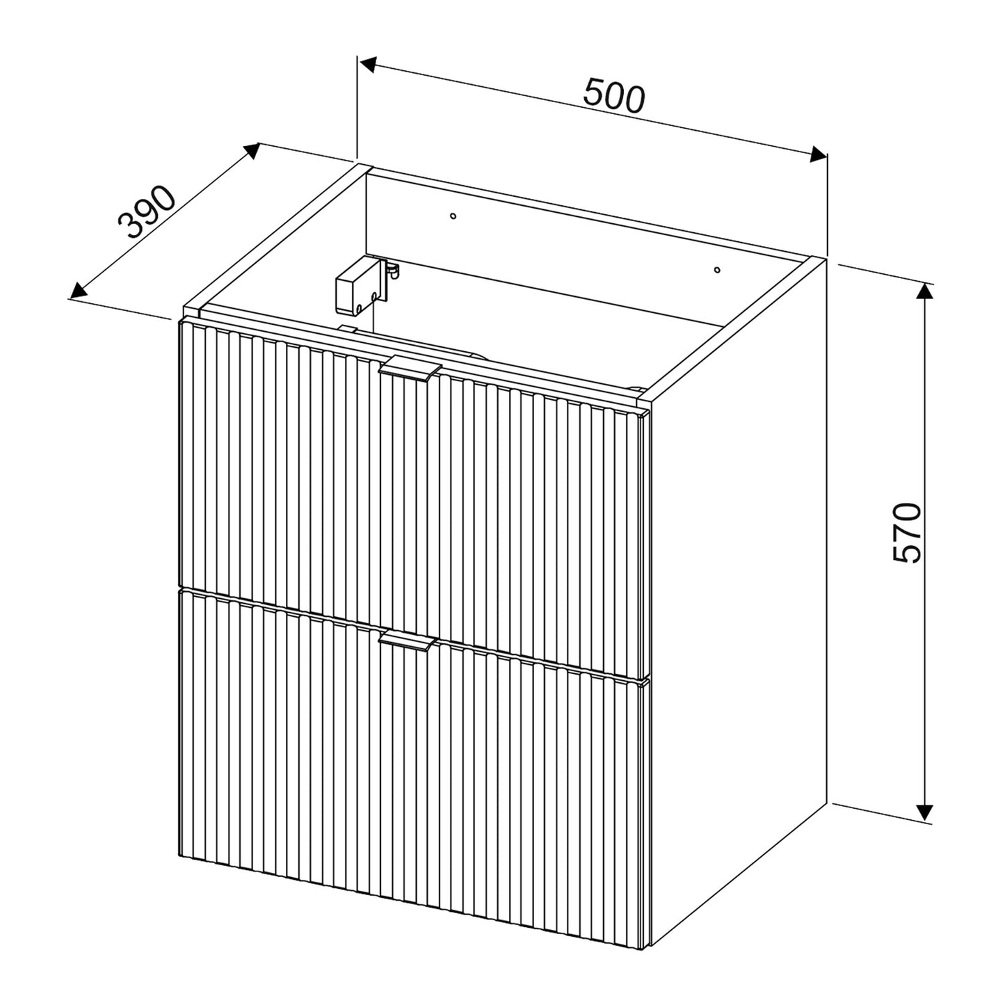Line Reed 2 Drawer Bathroom Cabinet Vanity Unit 50cm - Sage