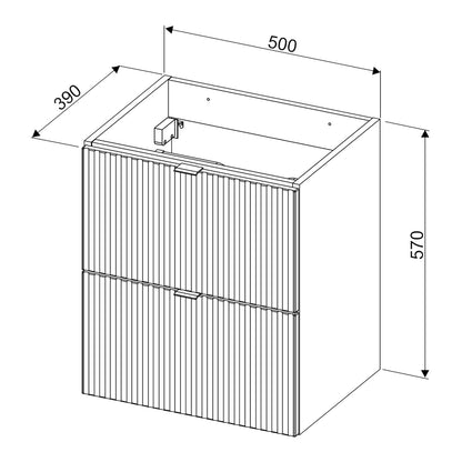 Line Reed 2 Drawer Bathroom Cabinet Vanity Unit 50cm - Sage
