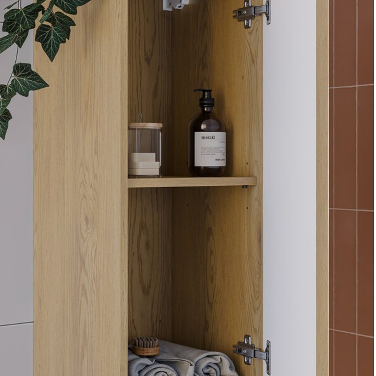 Nordic Bathroom Tall Cabinet - Cremona Oak