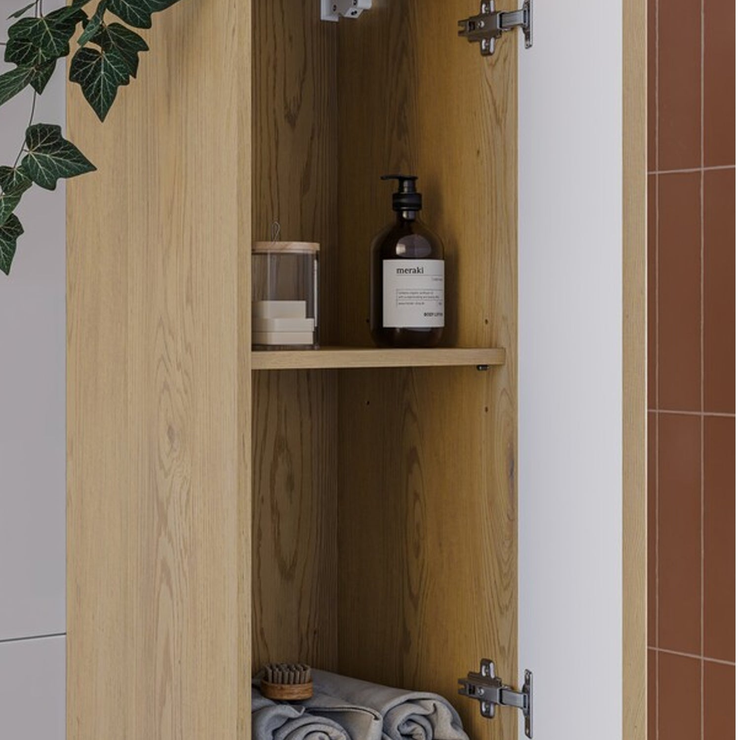Nordic Bathroom Tall Cabinet - Cremona Oak