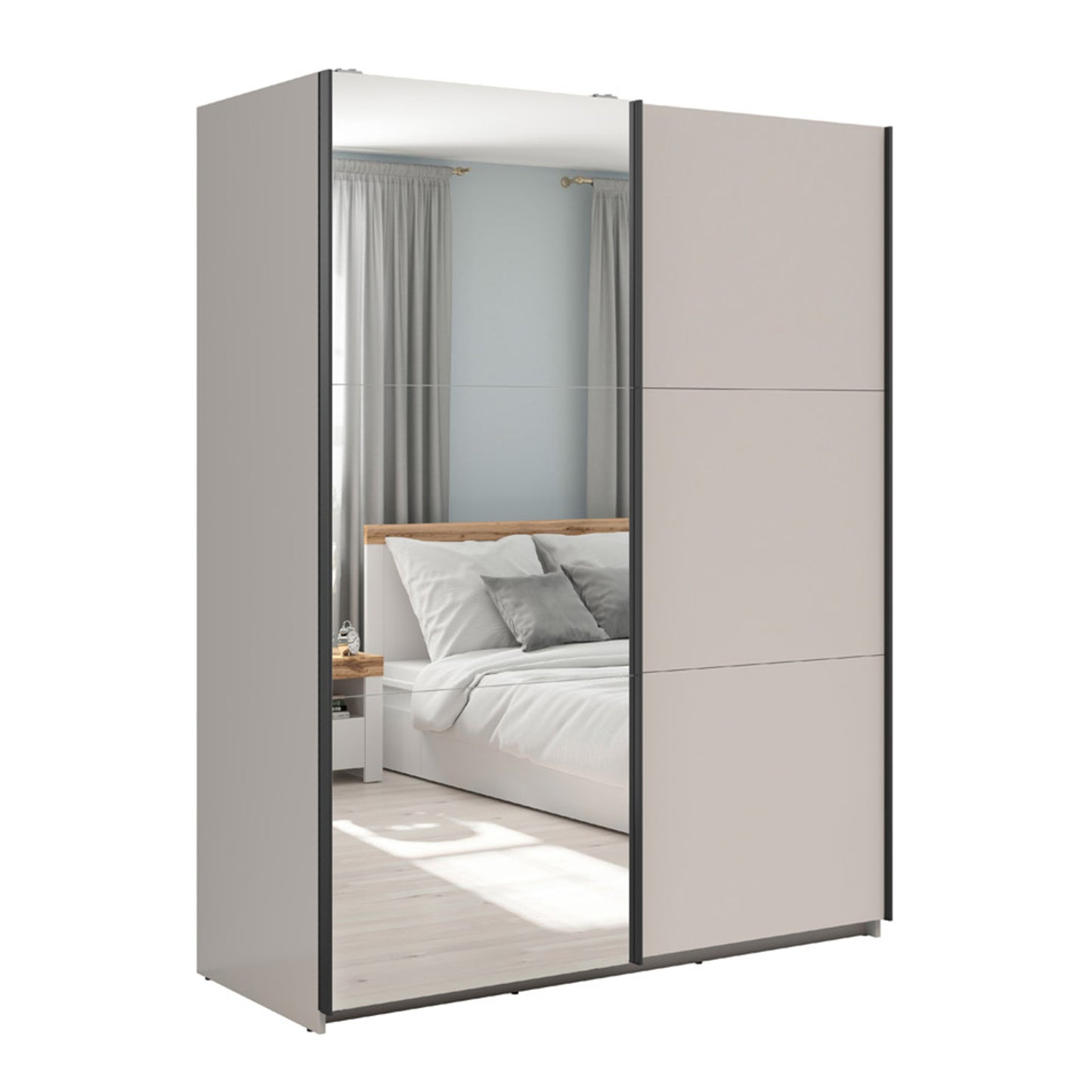 Exter 2 Door Sliding 153cm Wardrobe - Cashmere