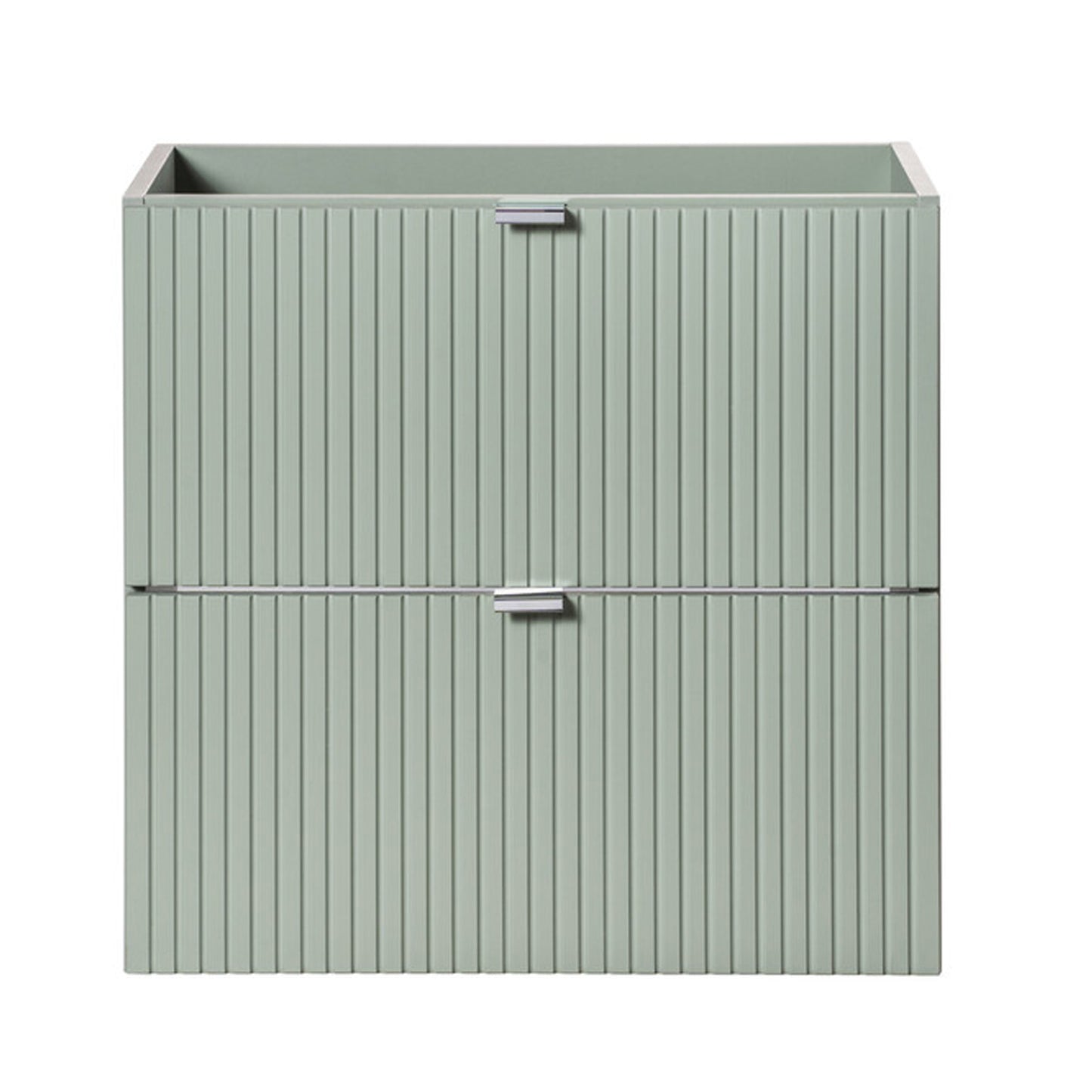 Line Reed 2 Drawer Bathroom Cabinet Vanity Unit 60cm with Built-In Basin - Sage