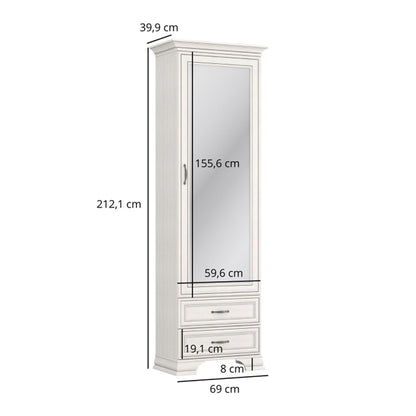 Tilda Elegant Mirrored Wardrobe - Fineline Crema