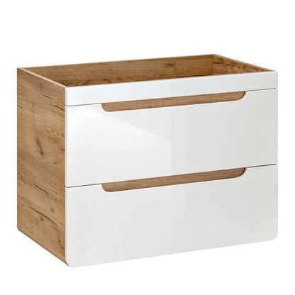 Aruba Modern Wall-Mounted 80 cm Bathroom Vanity Unit with Basin - White / Oak Craft