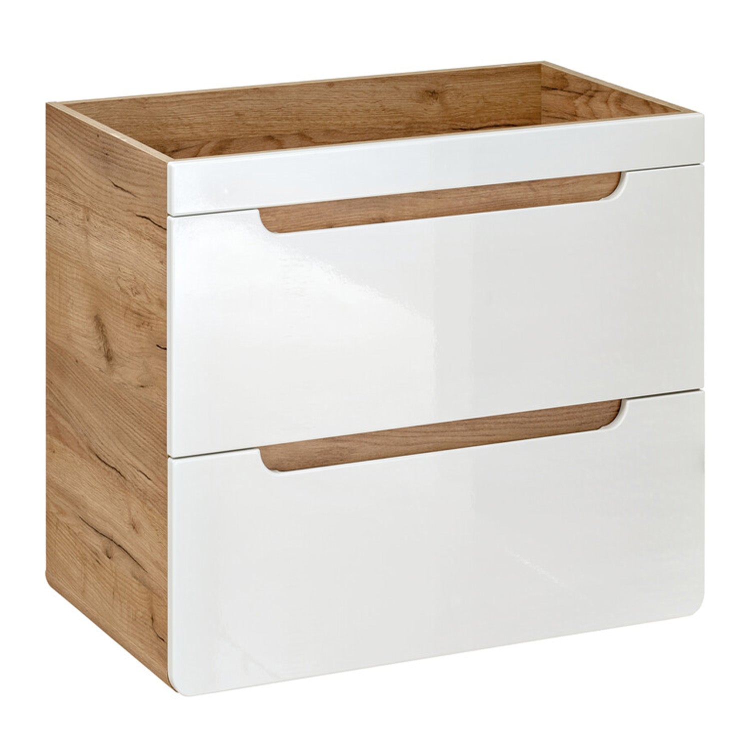 Aruba Modern Wall-Mounted 60cm Bathroom Vanity Unit with Basin - White / Oak Craft