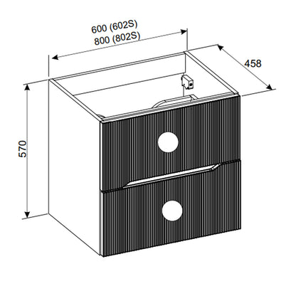 Nordic Bathroom Cabinet 80cm with 2 Drawers and Oval Basin - Cremona Oak