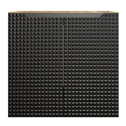 Luxor 3D Diamond Pattern 2 Door Bathroom Vanity Cabinet with Square Worktop Basin 60cm - Oak / Black