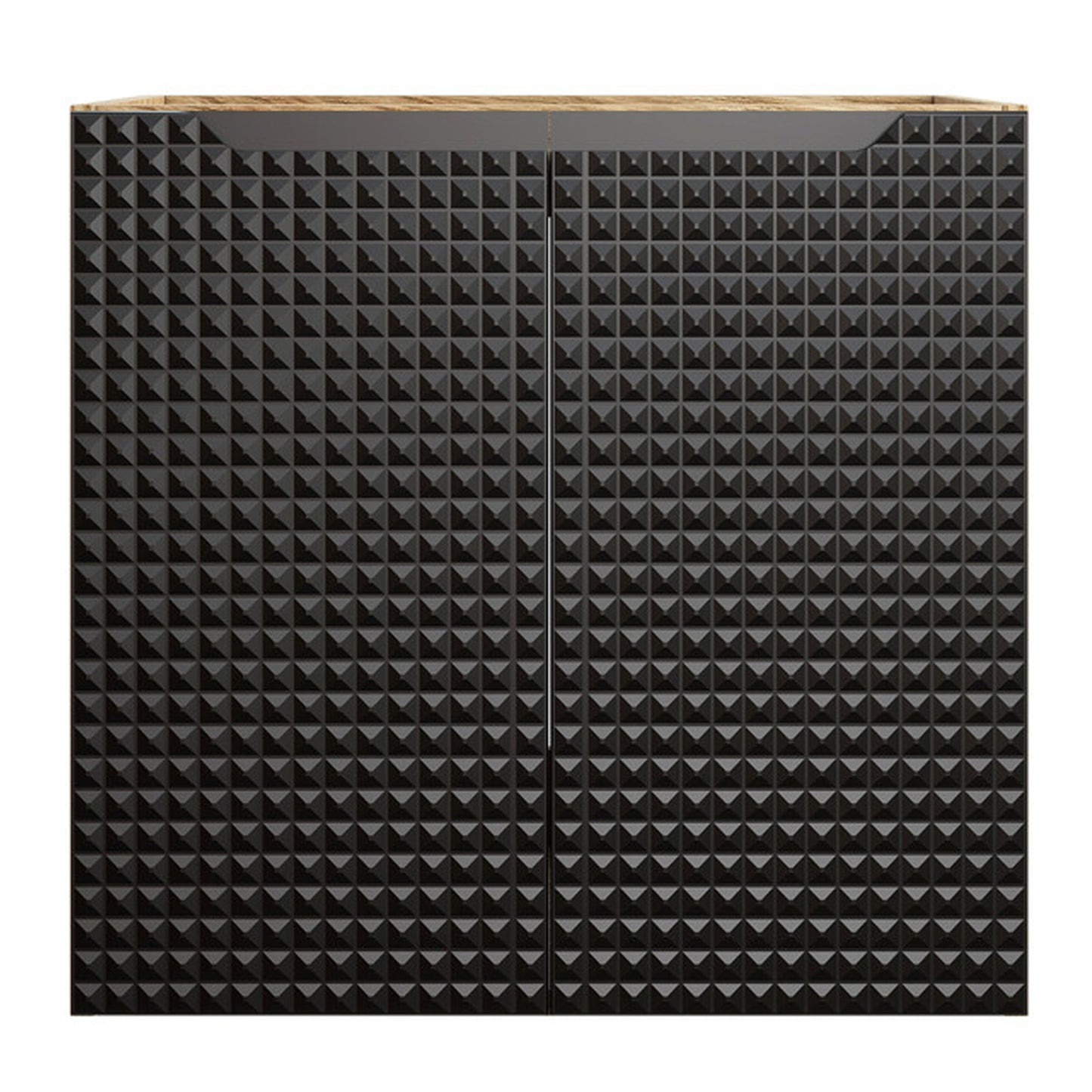 Luxor 3D Diamond Pattern 2 Door Bathroom Vanity Cabinet with Built-In 60cm - Oak / Black