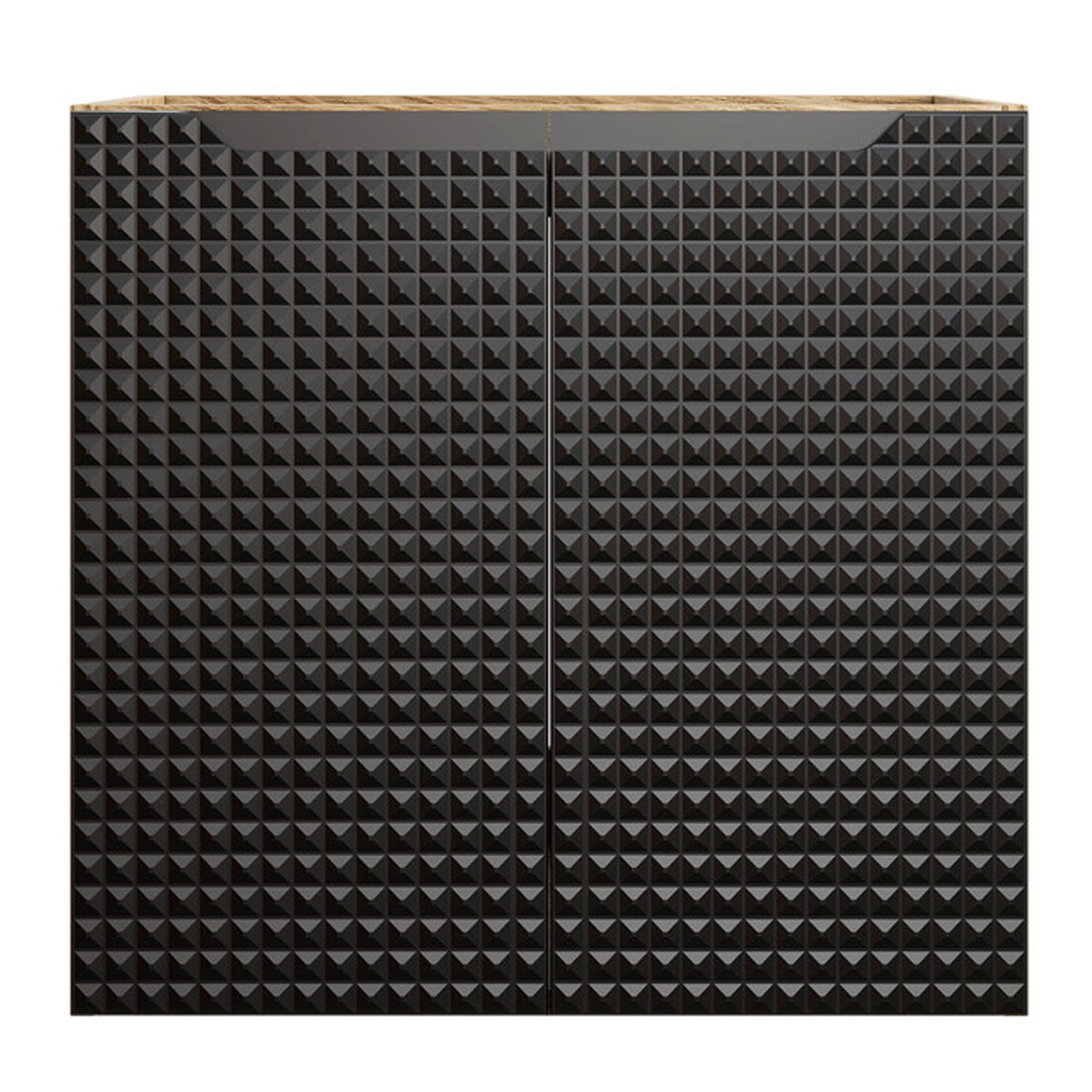 Luxor 3D Diamond Pattern 2 Door Bathroom Vanity Cabinet with Built-In 60cm - Oak / Black