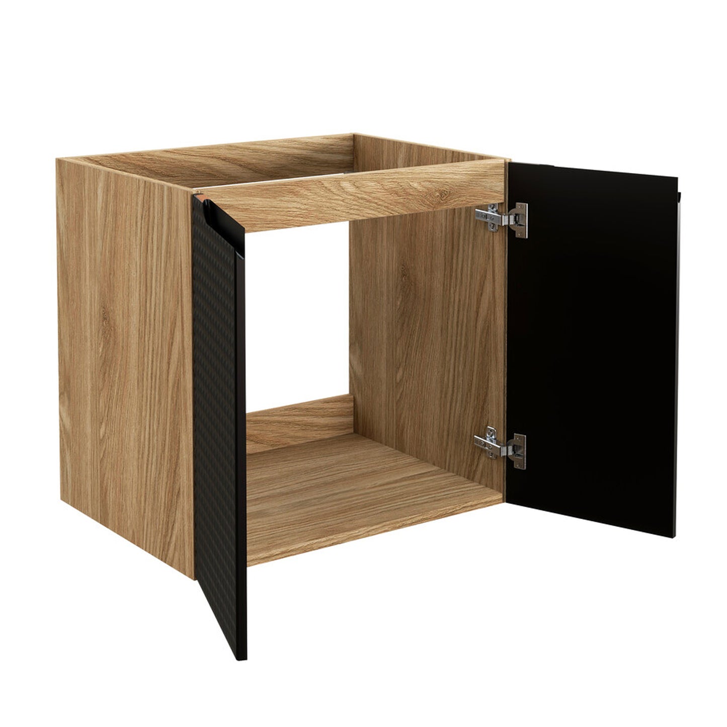 Luxor 3D Diamond Pattern 2 Door Bathroom Vanity Cabinet with Built-In 60cm - Oak / Black