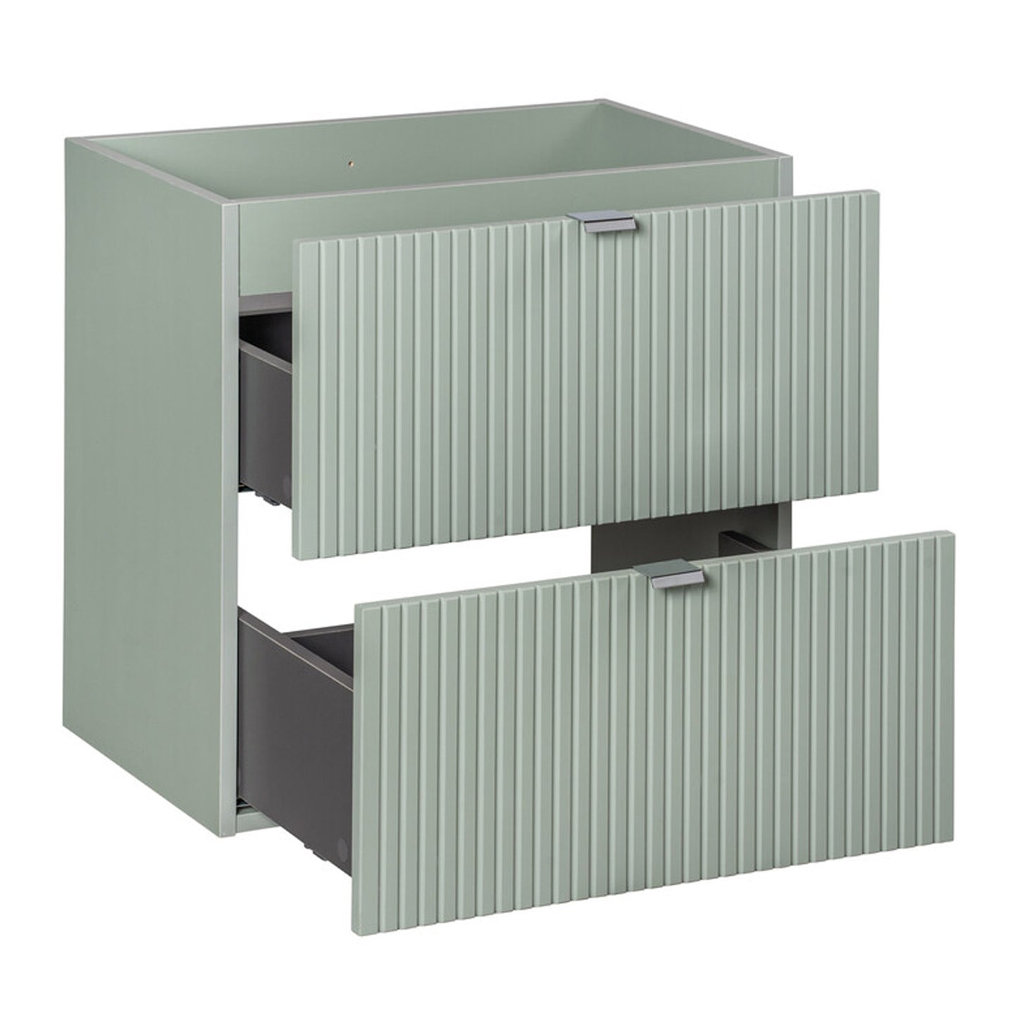 Line Reed 2 Drawer Bathroom Cabinet Vanity Unit 60cm with Built-In Basin - Sage