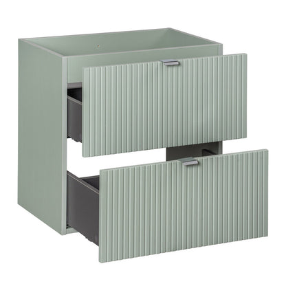 Line Reed 2 Drawer Bathroom Cabinet Vanity Unit 60cm with Built-In Basin - Sage
