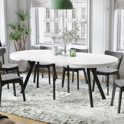 Expanso Round Extendable Dining Table with Y-Legs Loft - White / Black