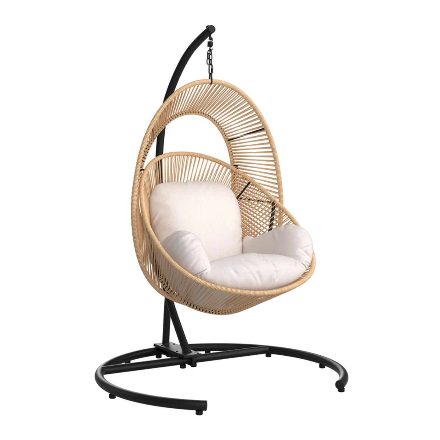 Alicante Rattan Egg Chair with Cushion - Black / Beige