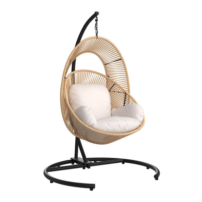 Alicante Rattan Egg Chair with Cushion - Black / Beige