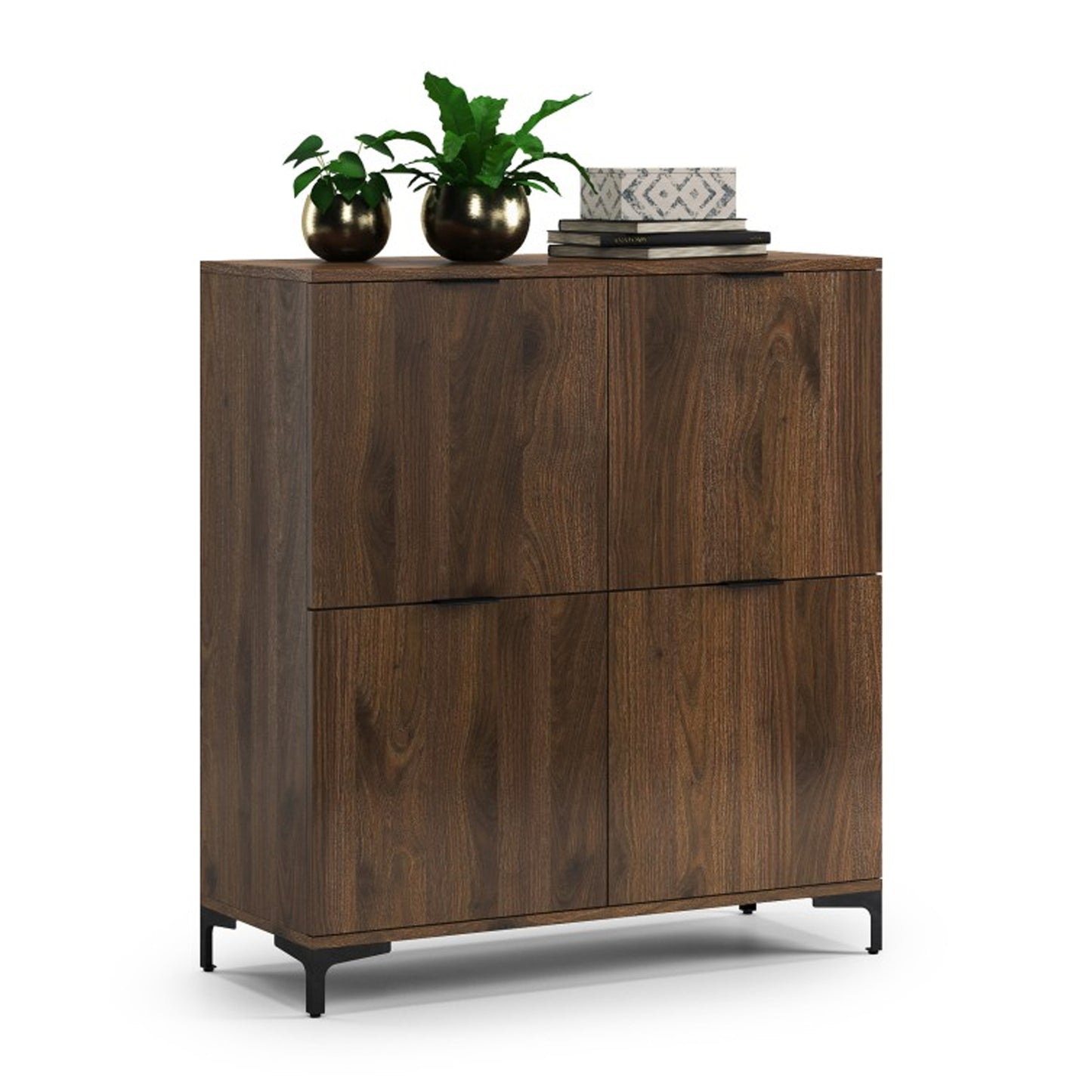 Lana Modern Sideboard with Four Doors - Elegant Walnut