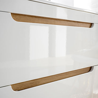 Aruba Modern Wall-Mounted 60cm Bathroom Vanity Unit with Basin - White / Oak Craft