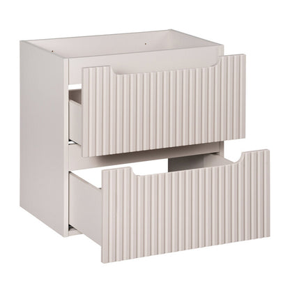 Noca Bathroom Cabinet with Drawers, Doors , Oak Worktop and Basins - Cashmere