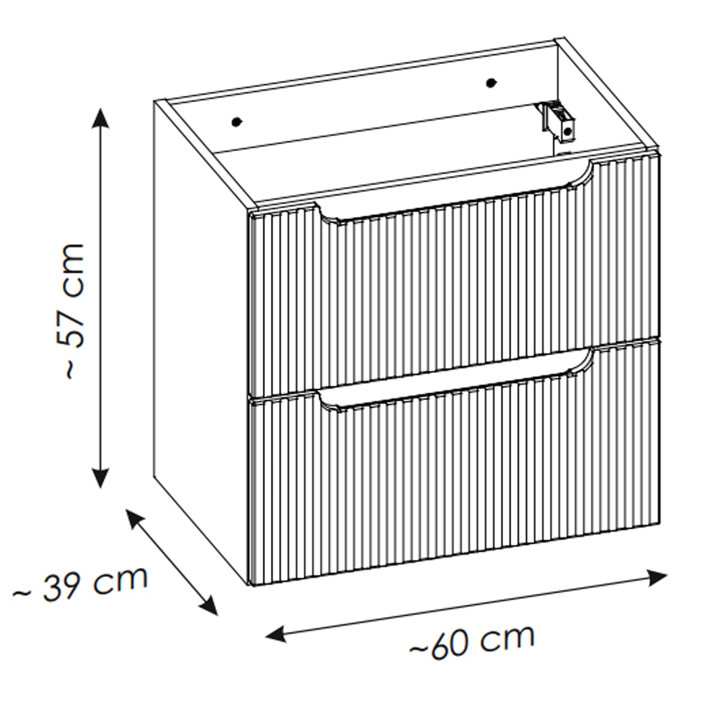 Noca Bathroom Cabinet with Drawers, Doors , Oak Worktop and Basins - Cashmere