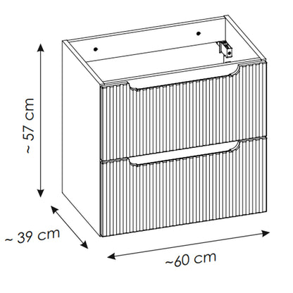 Noca Bathroom Cabinet with Drawers, Doors , Oak Worktop and Basins - Cashmere