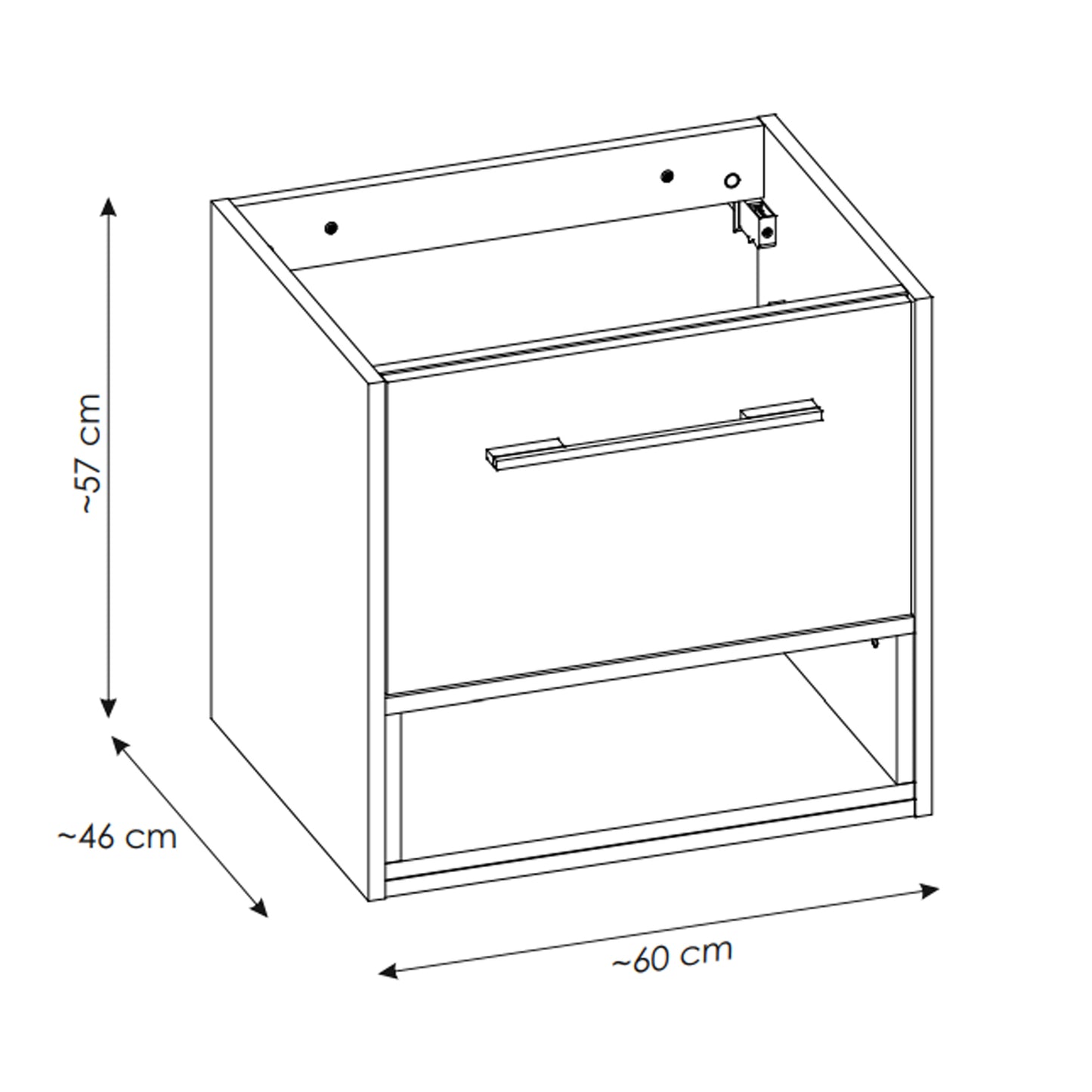 Borneo Cosmos Bathroom Cabinet 60cm - Anthracite / Artisan Oak