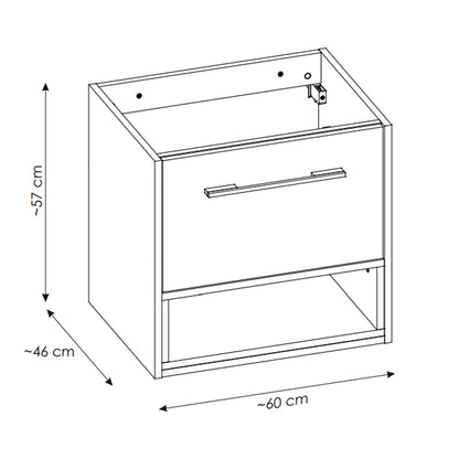 Borneo Cosmos Bathroom Cabinet 60cm - Anthracite / Artisan Oak