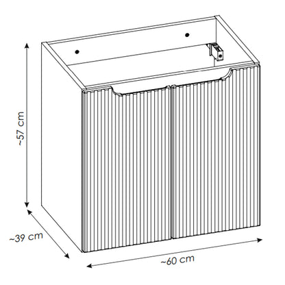 Noca Bathroom Cabinet with Drawers, Doors , White Worktop and Basins - Cashmere