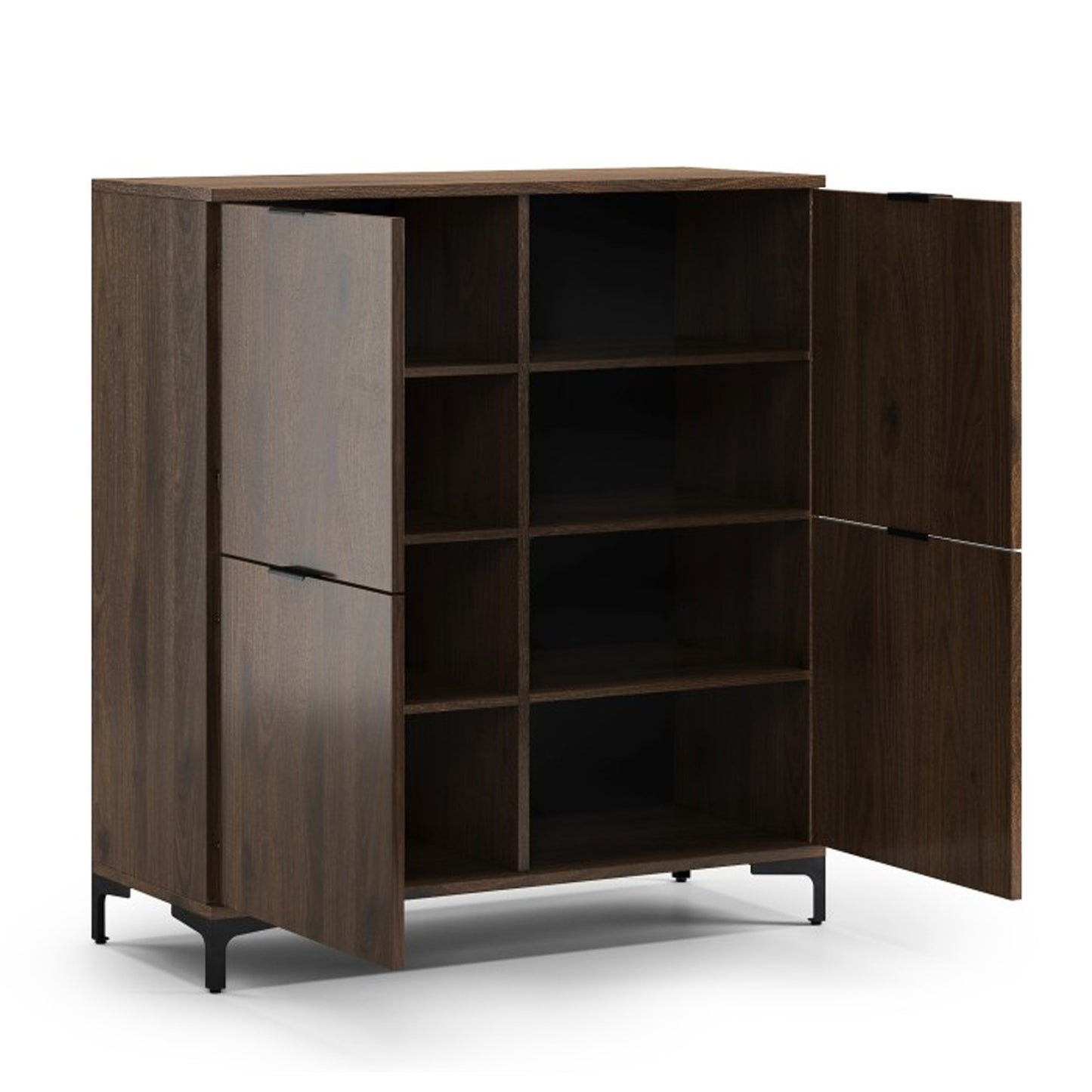 Lana Modern Sideboard with Four Doors - Elegant Walnut