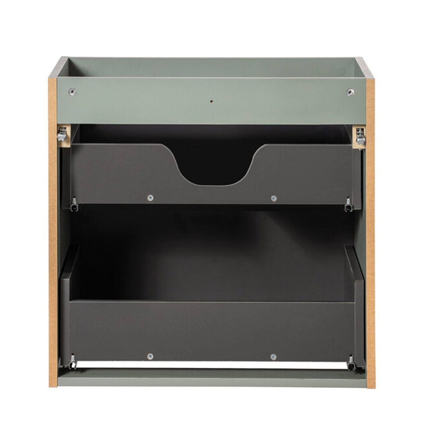 Line Reed 2 Drawer Bathroom Cabinet Vanity Unit 60cm with Built-In Basin - Sage