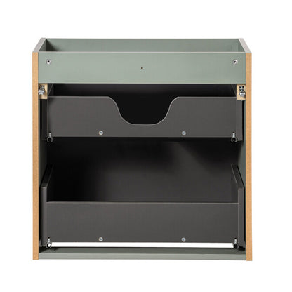 Line Reed 2 Drawer Bathroom Cabinet Vanity Unit 60cm with Built-In Basin - Sage