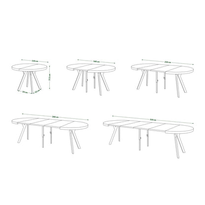 Expanso Round Extendable Dining Table with Y-Legs Loft - White / Black