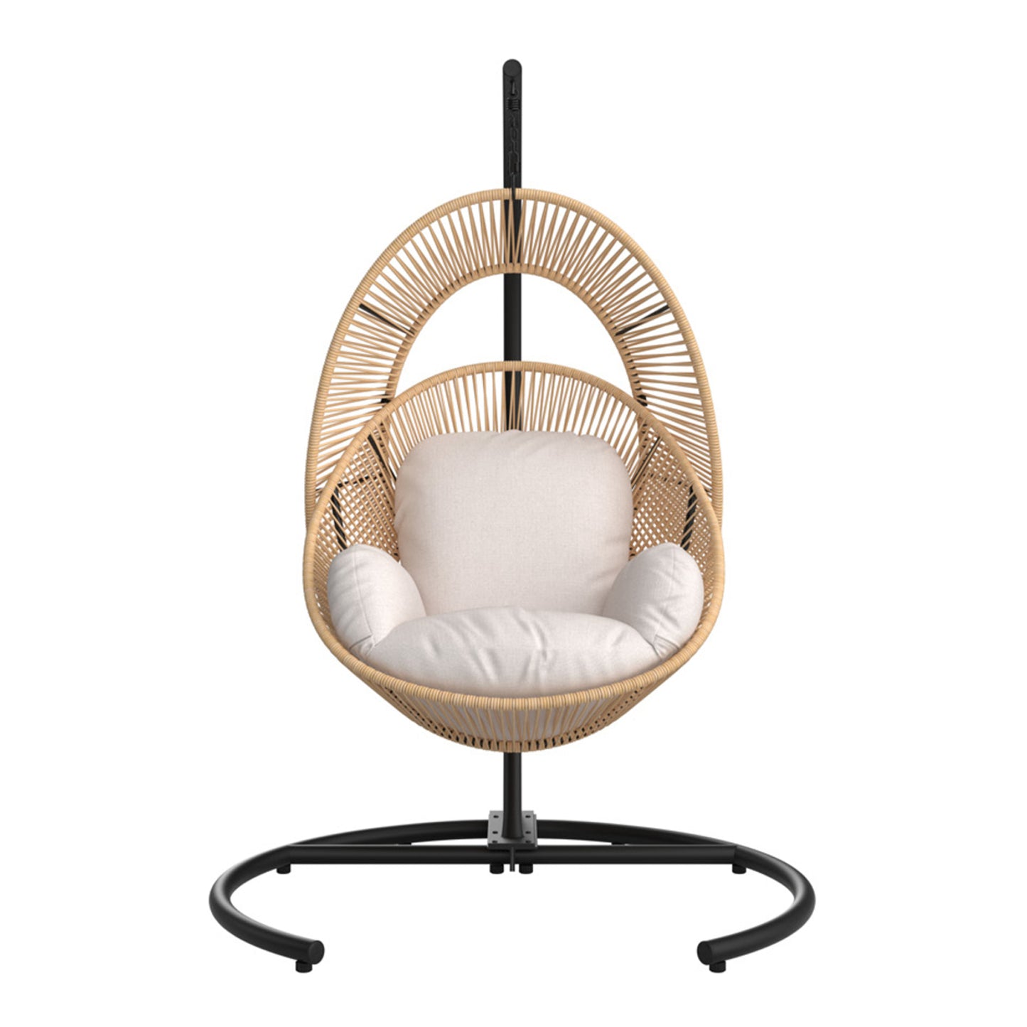 Alicante Rattan Egg Chair with Cushion - Black / Beige