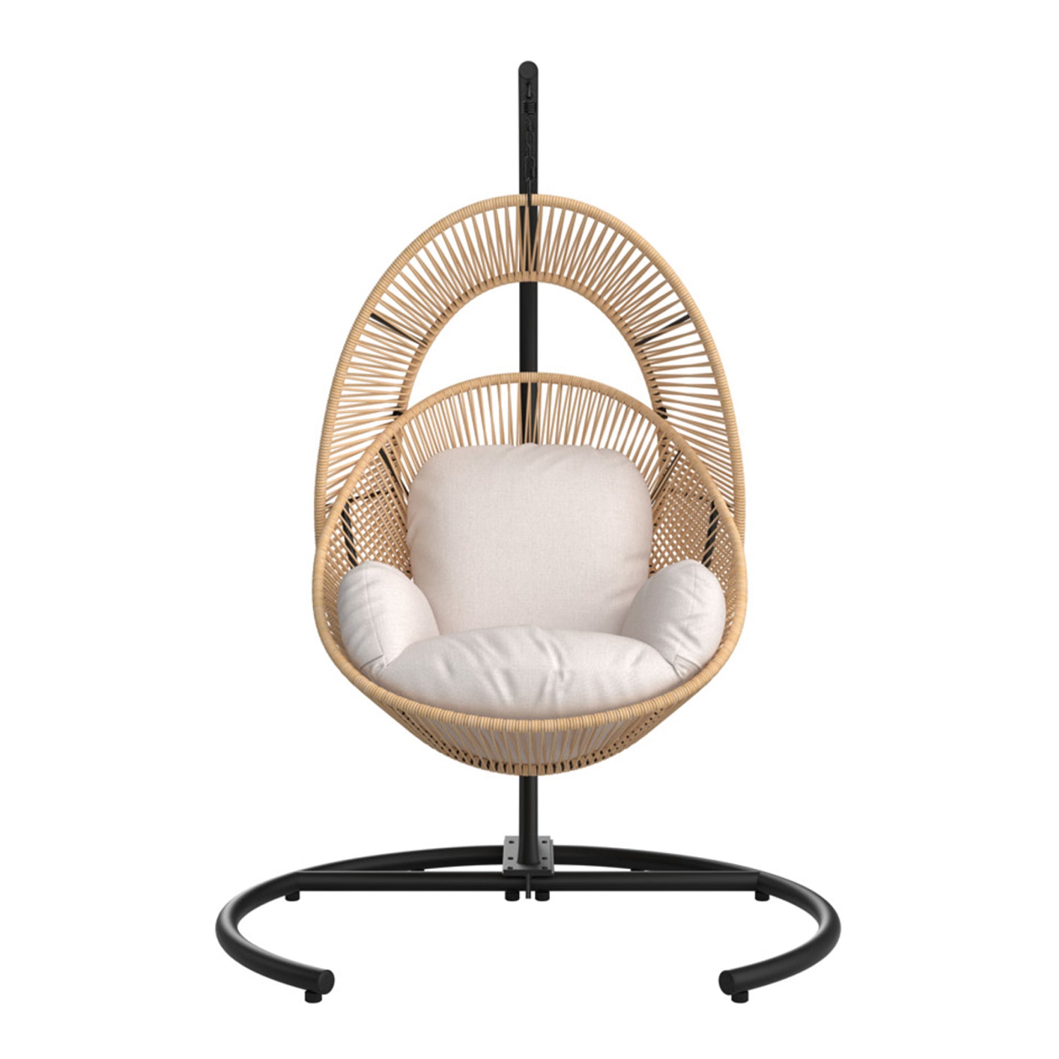 Alicante Rattan Egg Chair with Cushion - Black / Beige