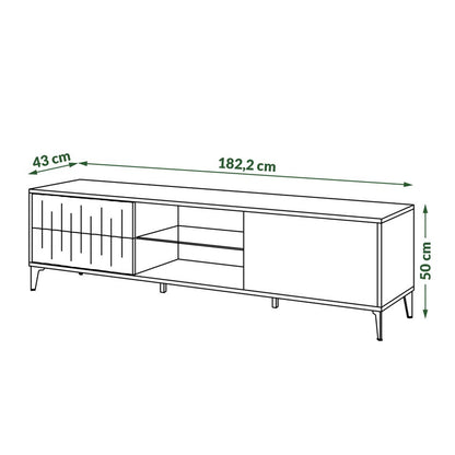 Rimini Premium TV Unit with Textured Drawer - Elegant Walnut / Black