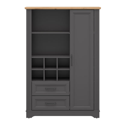 Toya Tall Storage Cabinet with Shelves, Drawers - Graphite / Artisan Oak