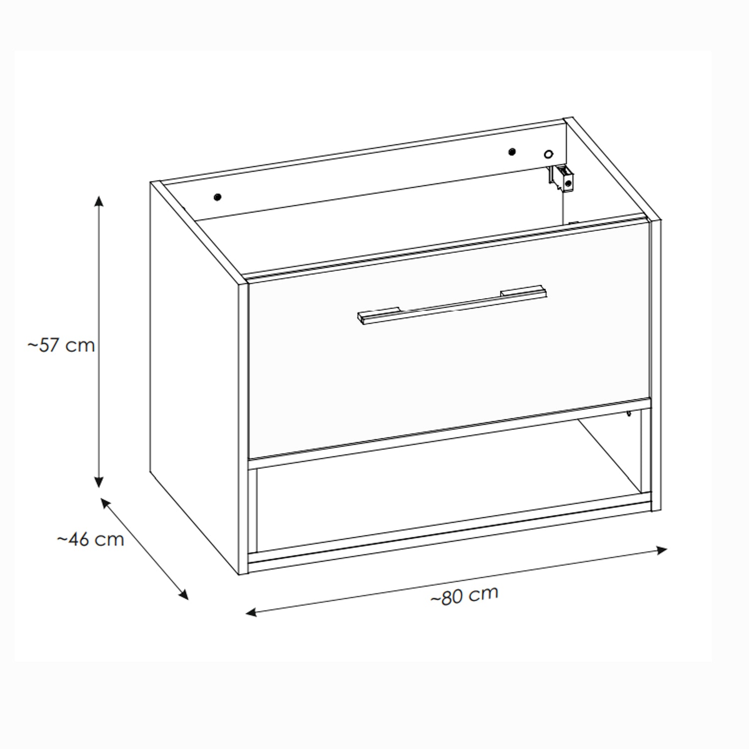 Borneo Cosmos Bathroom Cabinet 80cm - Anthracite / Artisan Oak