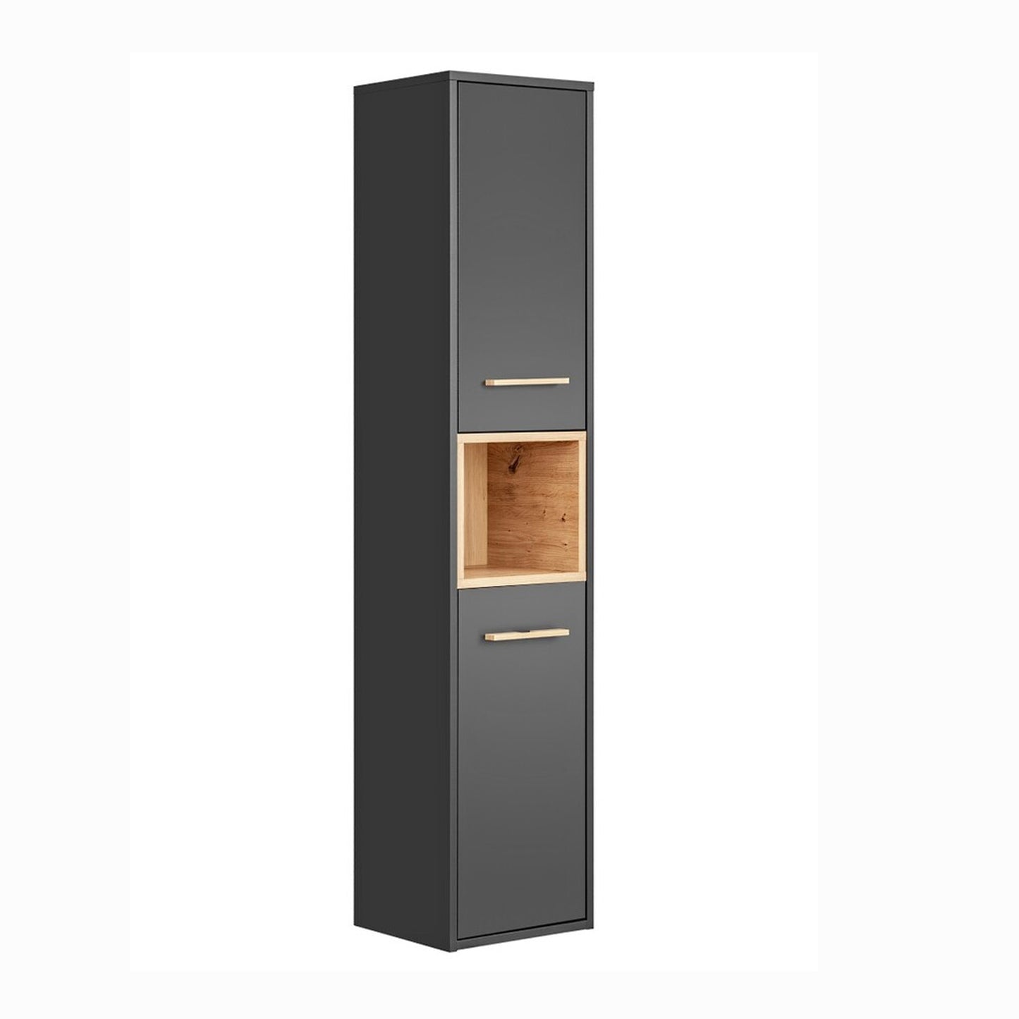 Borneo Cosmos Tall Bathroom Cabinet 2 Doors - Anthracite / Artisan Oak