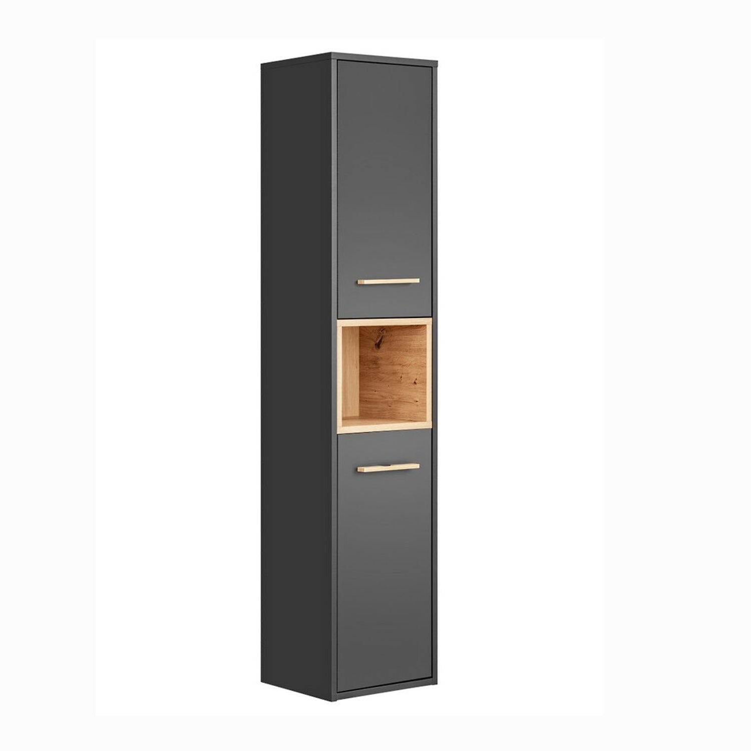Borneo Cosmos Tall Bathroom Cabinet 2 Doors - Anthracite / Artisan Oak
