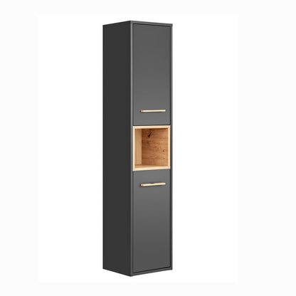 Borneo Cosmos Tall Bathroom Cabinet 2 Doors - Anthracite / Artisan Oak