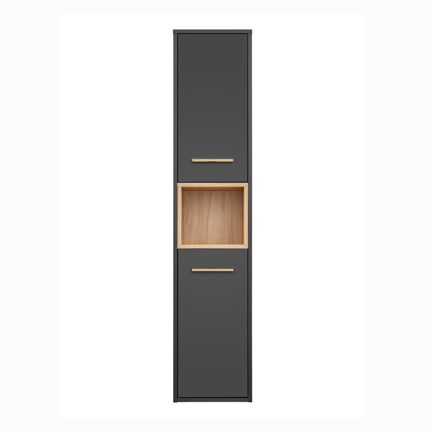 Borneo Cosmos Tall Bathroom Cabinet 2 Doors - Anthracite / Artisan Oak