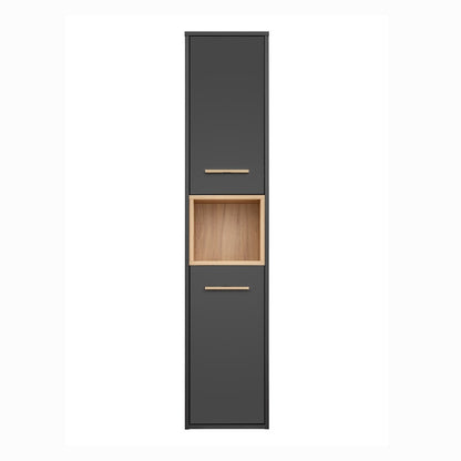 Borneo Cosmos Tall Bathroom Cabinet 2 Doors - Anthracite / Artisan Oak